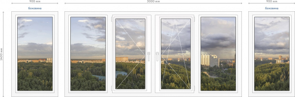 П-образный балкон (3-х сторонний) пластик