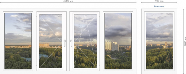Г-образный балкон (2-х сторонний) раздвижной